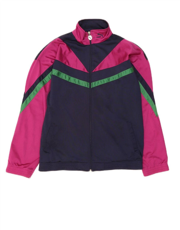 PUMA Girls Tracksuit Top Jacket 15-16 Years Pink Colourblock Polyester