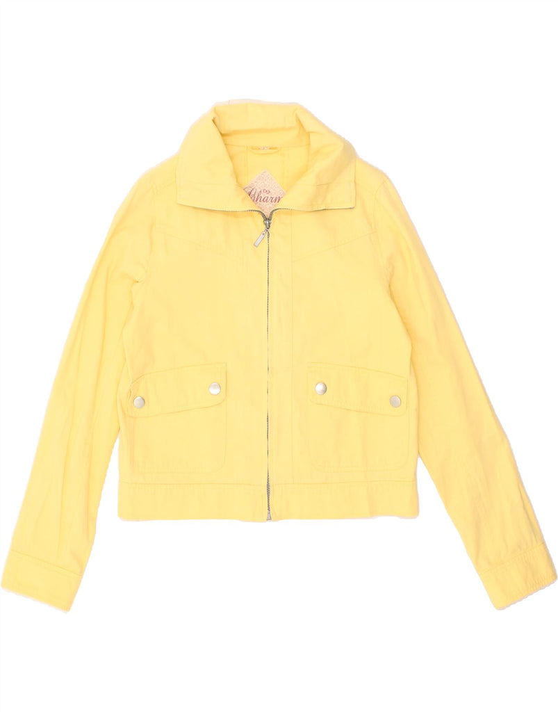 VINTAGE Womens Crop Bomber Jacket UK 12 MedIum Yellow Vintage Vintage and Second-Hand Vintage from Messina Hembry 