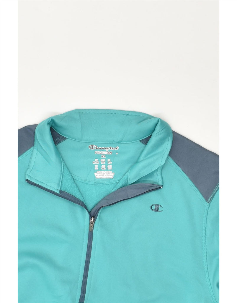 CHAMPION Womens Zip Neck Pullover Tracksuit Top UK 18 XL Turquoise | Vintage Champion | Thrift | Second-Hand Champion | Used Clothing | Messina Hembry 