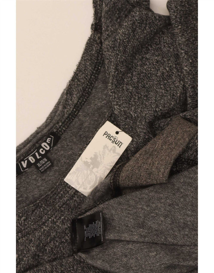 Volcom Womens Graphic Sweatshirt Jumper UK 18 XL Grey Flecked Cotton