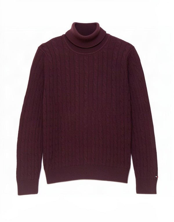 Tommy Hilfiger Mens Roll Neck Jumper Sweater 2XL Purple Cotton