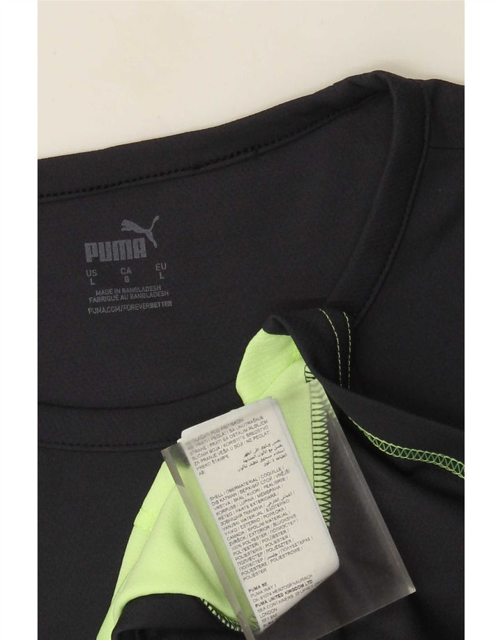 Puma Mens T-Shirt Top Large Black Colourblock Polyester