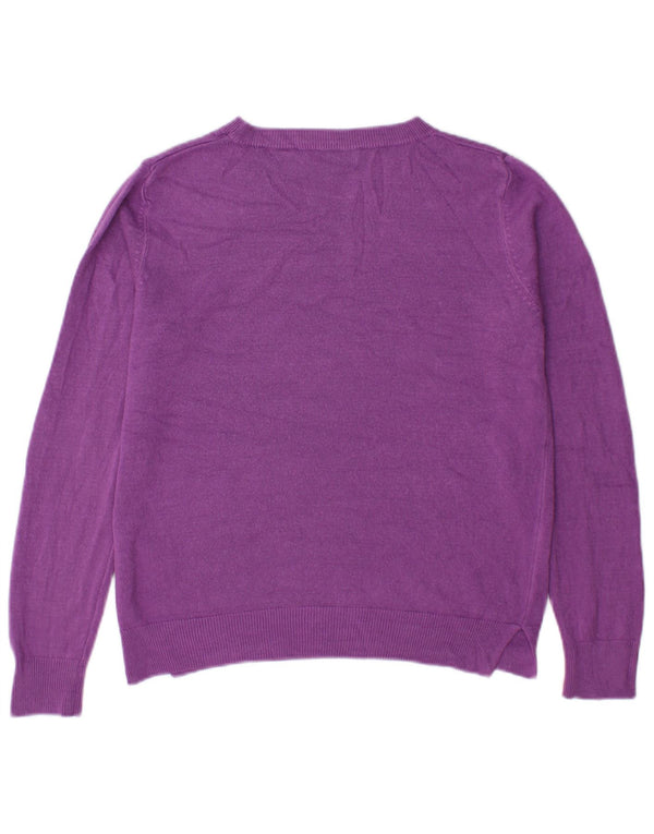 Marks & Spencer Womens Boat Neck Jumper Sweater UK 12 Medium Purple Acrylic