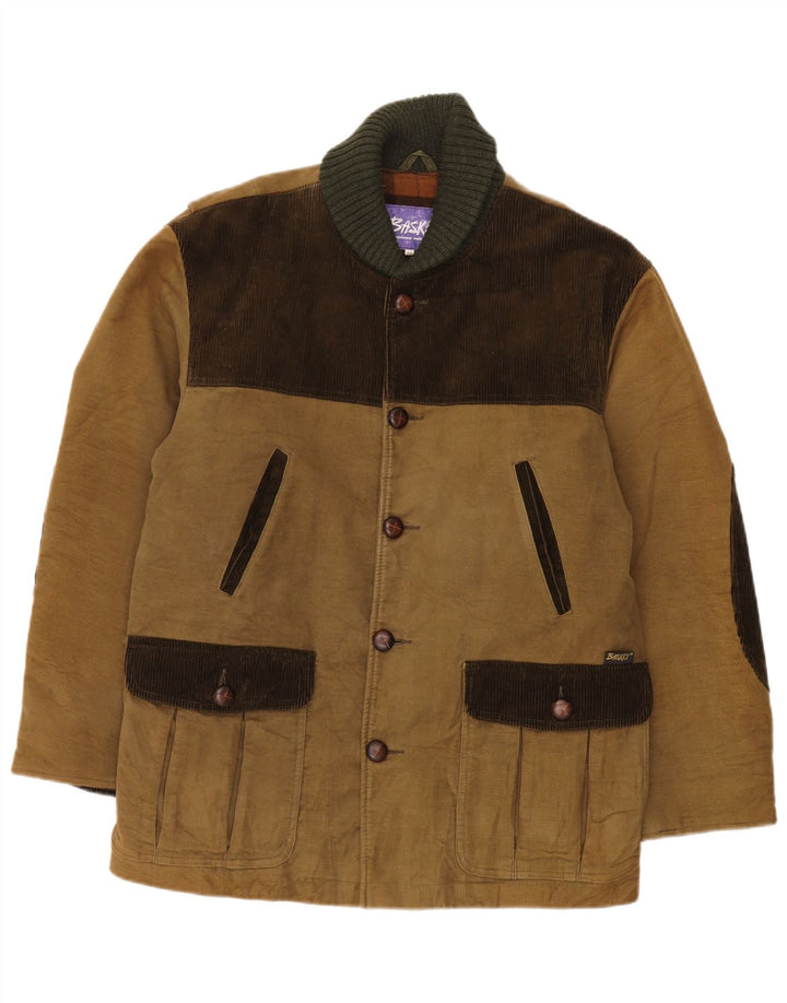 Vintage Mens Utility Jacket IT 48 Medium Beige Colourblock
