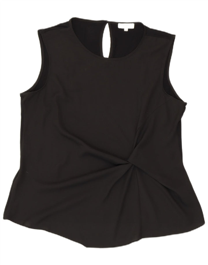 WAREHOUSE Womens Sleeveless Blouse Top UK 16 Large Black Viscose