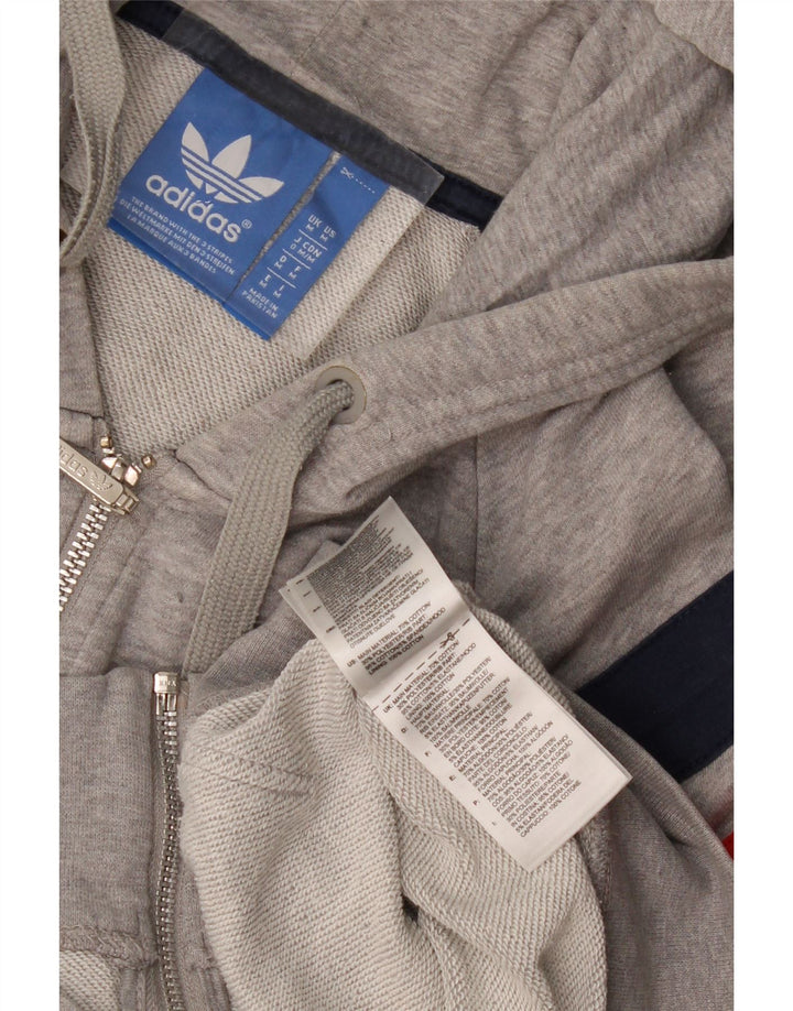 Adidas Mens Zip Hoodie Sweater Medium Grey Colourblock Cotton