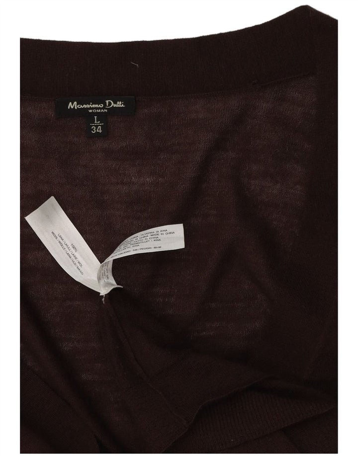 MASSIMO DUTTI Womens Cardigan Sweater UK 14 Large Brown Wool
