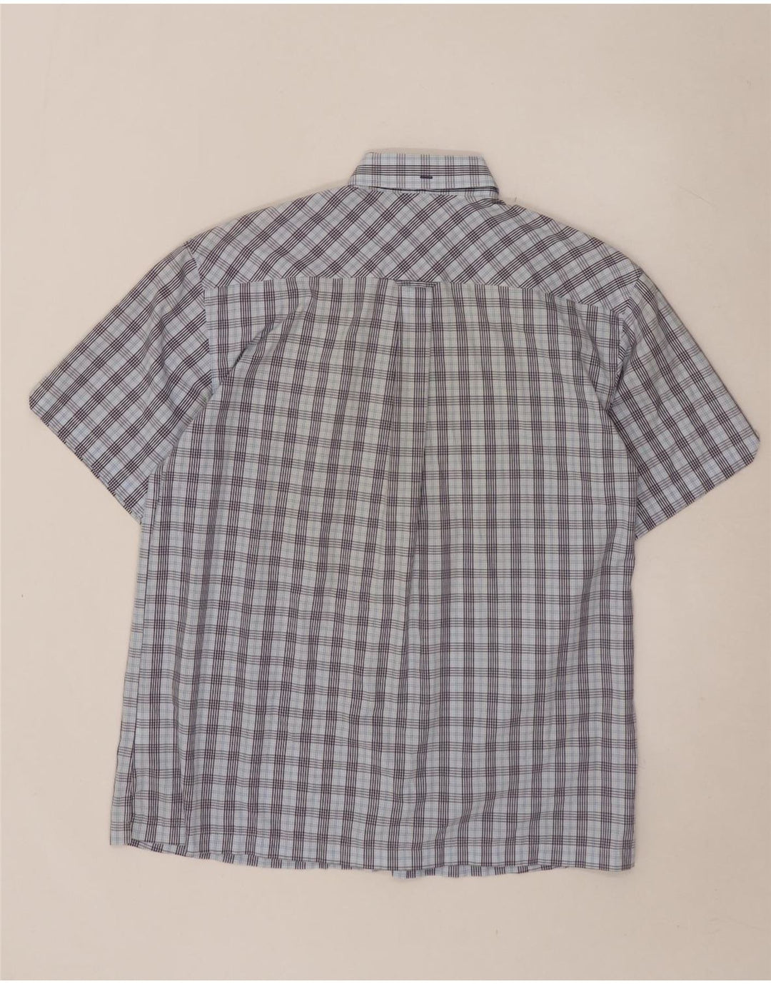 BEN SHERMAN Mens Short Sleeve Shirt Large Blue Check
