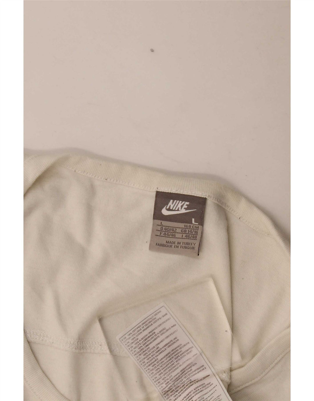 Nike Womens Top Long Sleeve UK 14/16 Large Off White Cotton