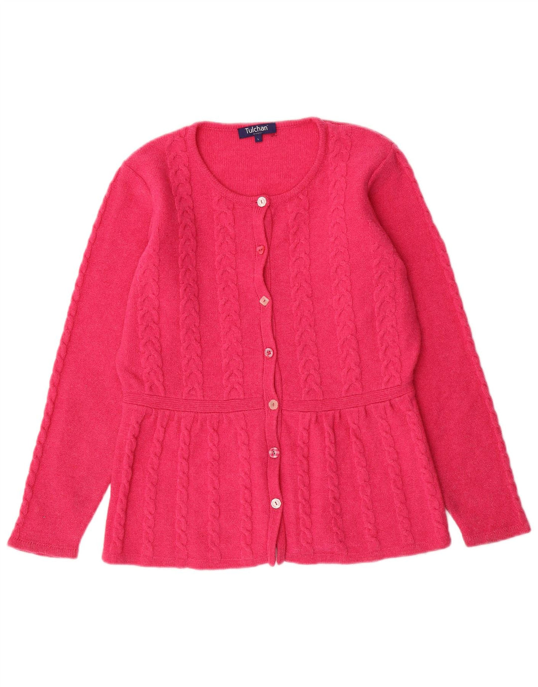 TULCHAN Womens Cardigan Sweater UK 16 Large Pink Lambswool