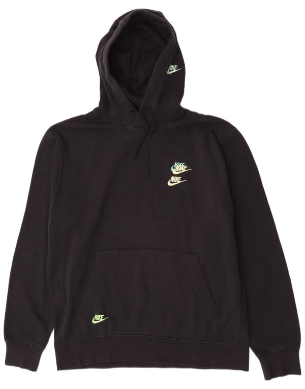 Nike Mens Hoodie Jumper Large Black Cotton