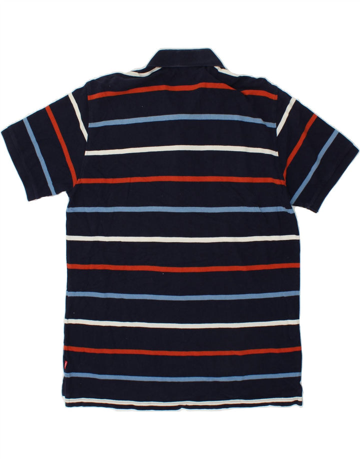 IZOD Mens Polo Shirt Large Navy Blue Striped Cotton Vintage Izod and Second-Hand Izod from Messina Hembry 