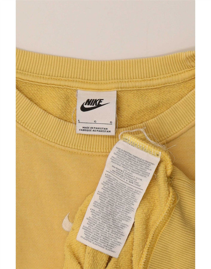 Nike Mens Relaxed Fit Sweatshirt Jumper Large Yellow Cotton 90s