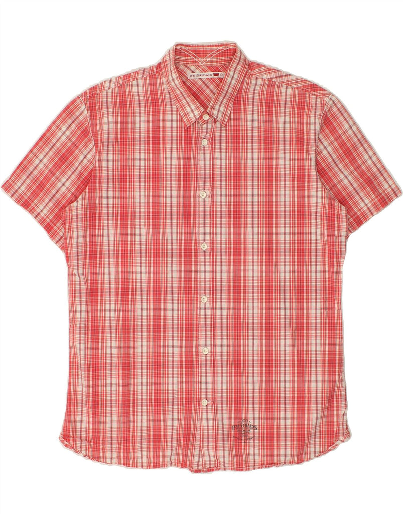 LEVI'S Mens Short Sleeve Shirt Large Red Check Cotton | Vintage Levi's | Thrift | Second-Hand Levi's | Used Clothing | Messina Hembry 