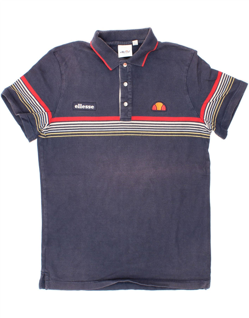 ELLESSE Mens Italia Polo Shirt Small Navy Blue Cotton Vintage Ellesse and Second-Hand Ellesse from Messina Hembry 
