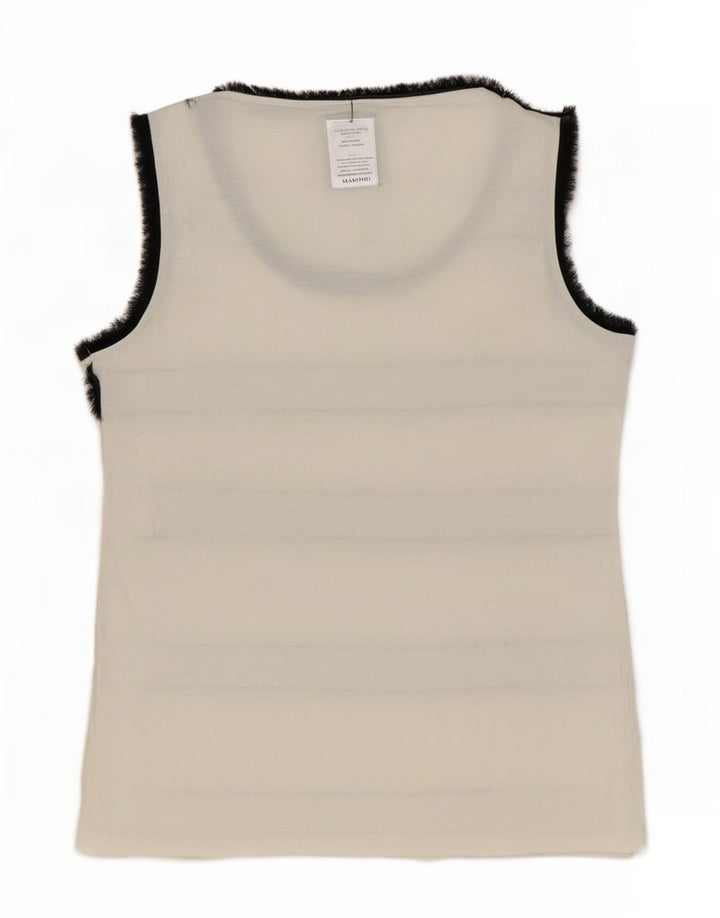 Zara Womens Vest Top UK 14 Medium White Striped Cotton