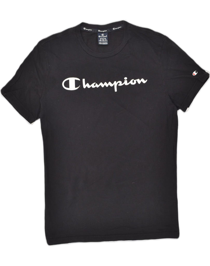 CHAMPION Mens Graphic T-Shirt Top Medium Black Cotton | Vintage Champion | Thrift | Second-Hand Champion | Used Clothing | Messina Hembry 