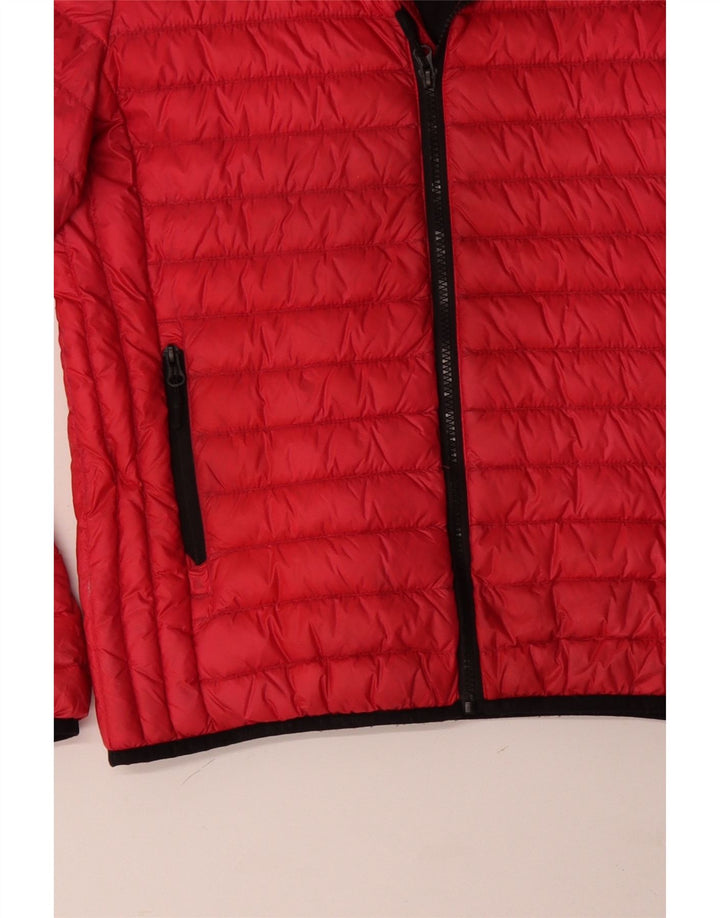 SUPERDRY Womens Hooded Padded Jacket UK 14 Large Red Polyester