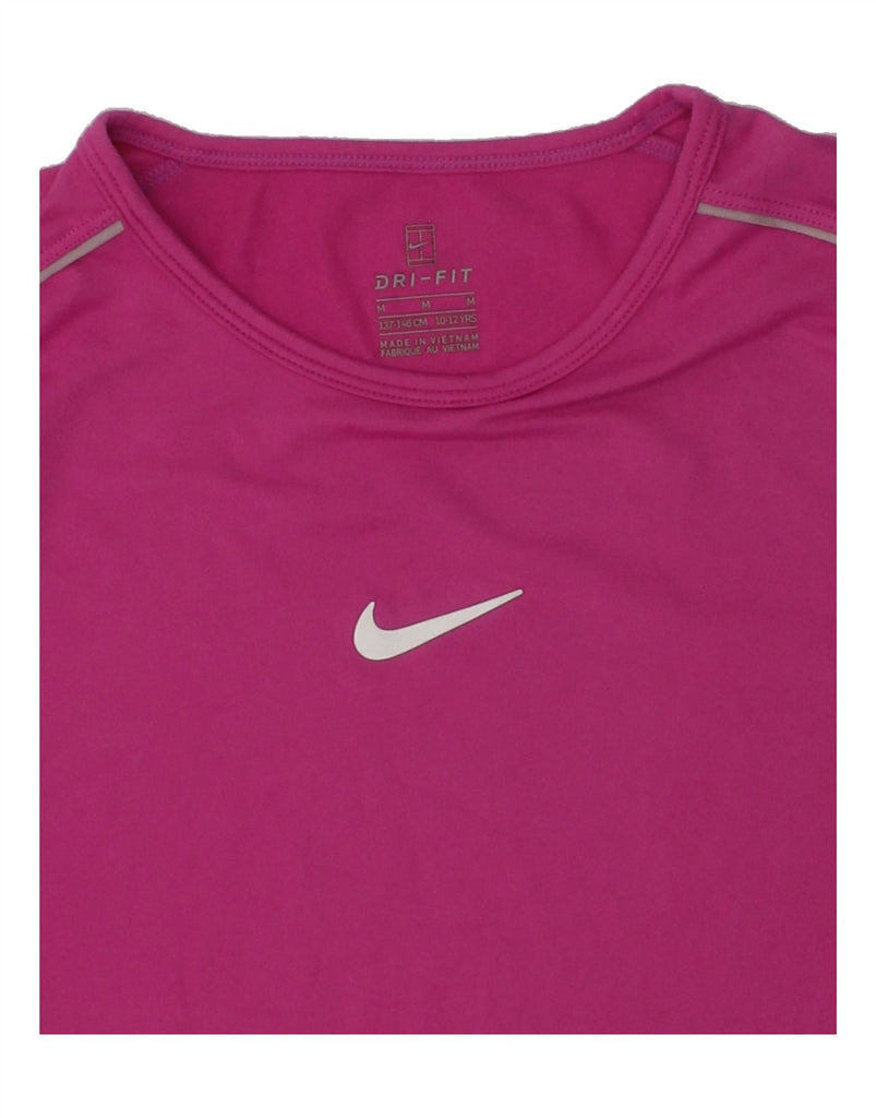 NIKE Girls Dri Fit T-Shirt Top 10-11 Years Medium Pink Polyester | Vintage Nike | Thrift | Second-Hand Nike | Used Clothing | Messina Hembry 