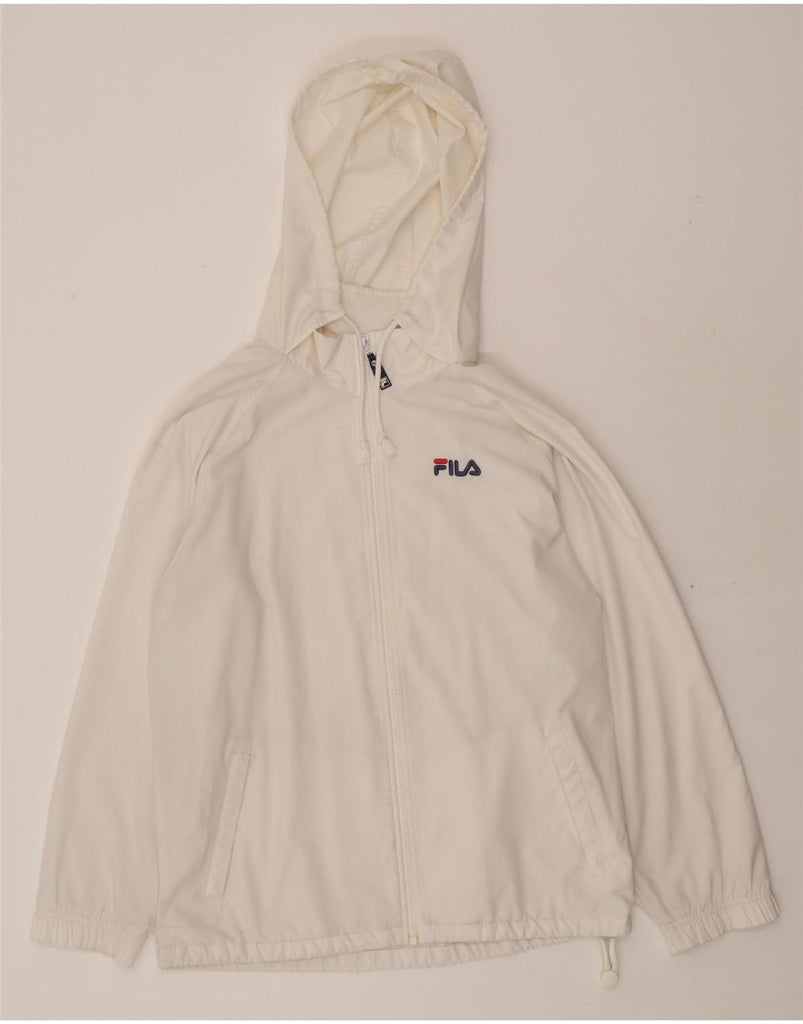 FILA Boys Graphic Hooded Tracksuit Top Jacket 15-16 Years XL White Vintage Fila and Second-Hand Fila from Messina Hembry 