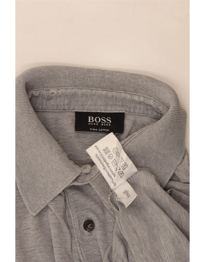 Hugo Boss Mens Polo Shirt Medium Grey Flecked Cotton