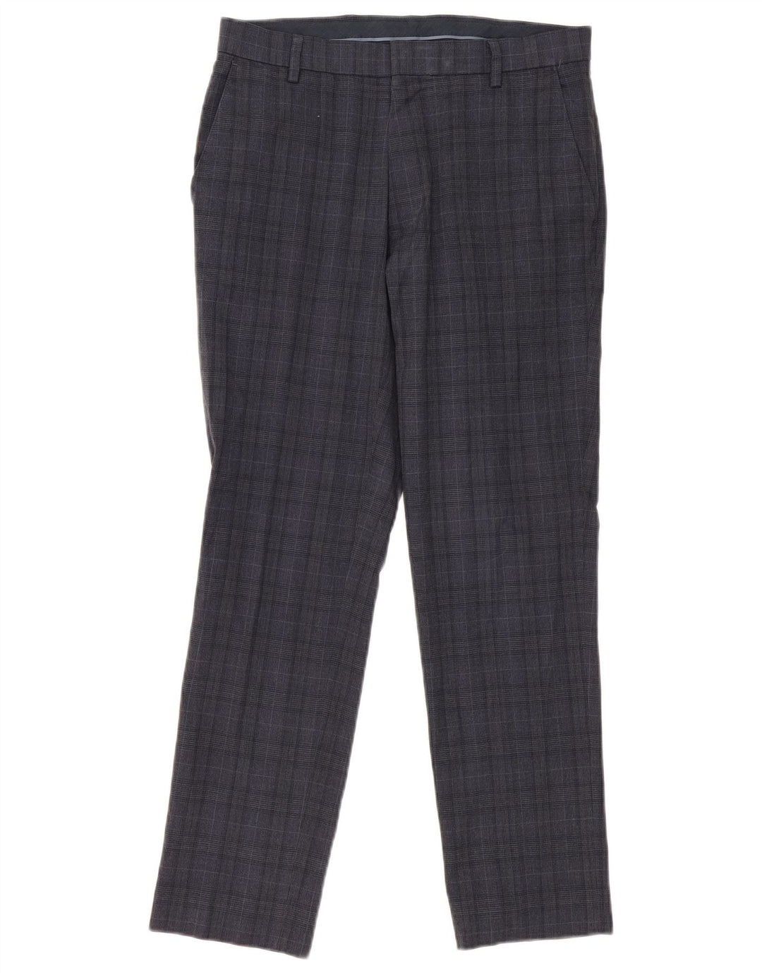 Marks & Spencer Mens Slim Fit Chino Trousers W30 L29 Navy Blue Check
