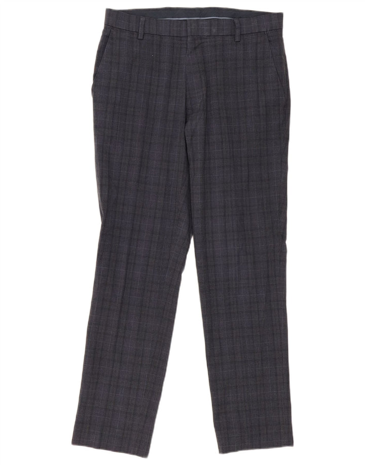 Marks & Spencer Mens Slim Fit Chino Trousers W30 L29 Navy Blue Check