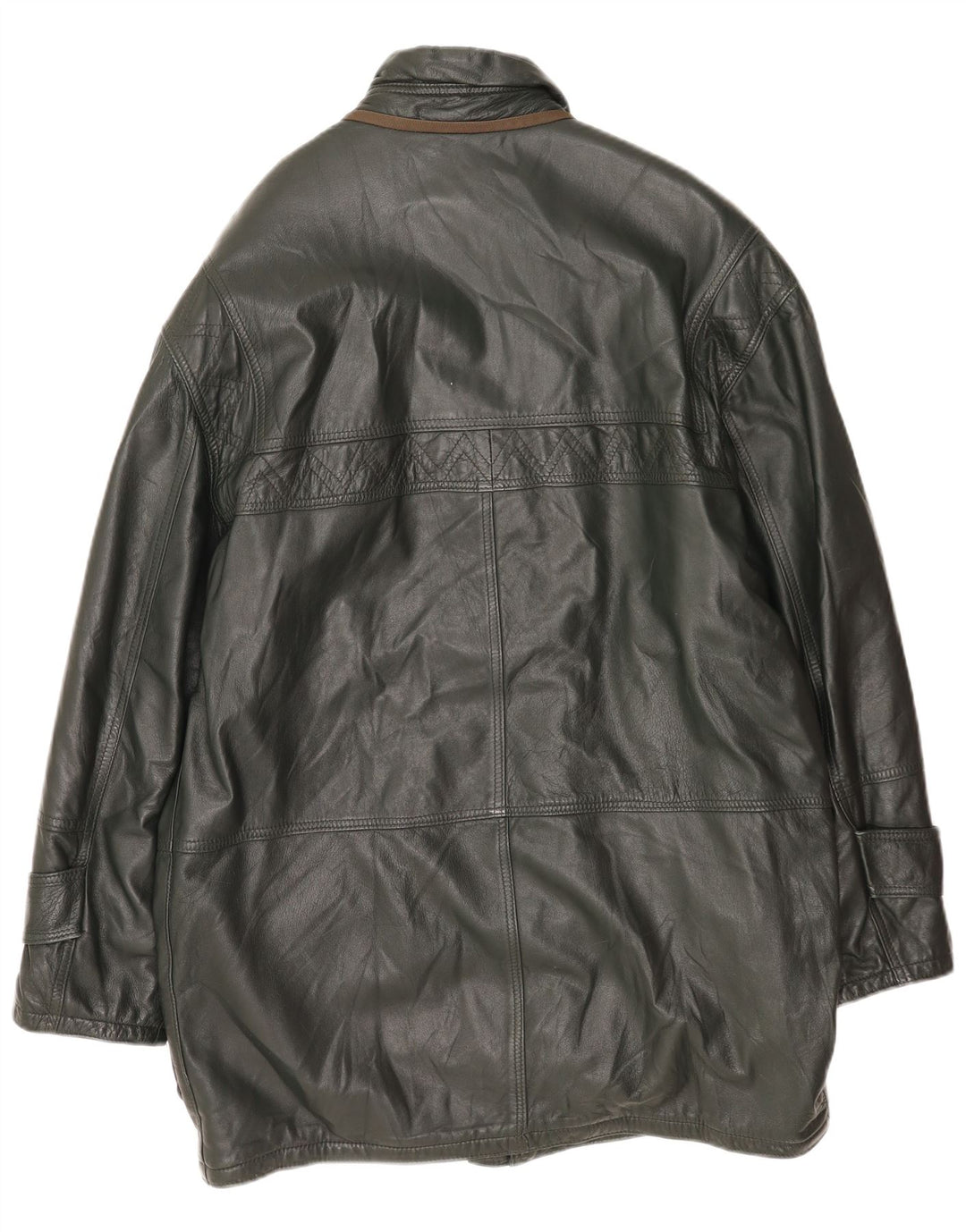 Vintage Mens Leather Coat UK 40 Large Green Leather