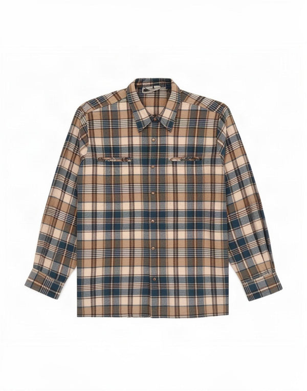 Vintage Mens Flannel Shirt Size 41/42 Large Blue Check Wool