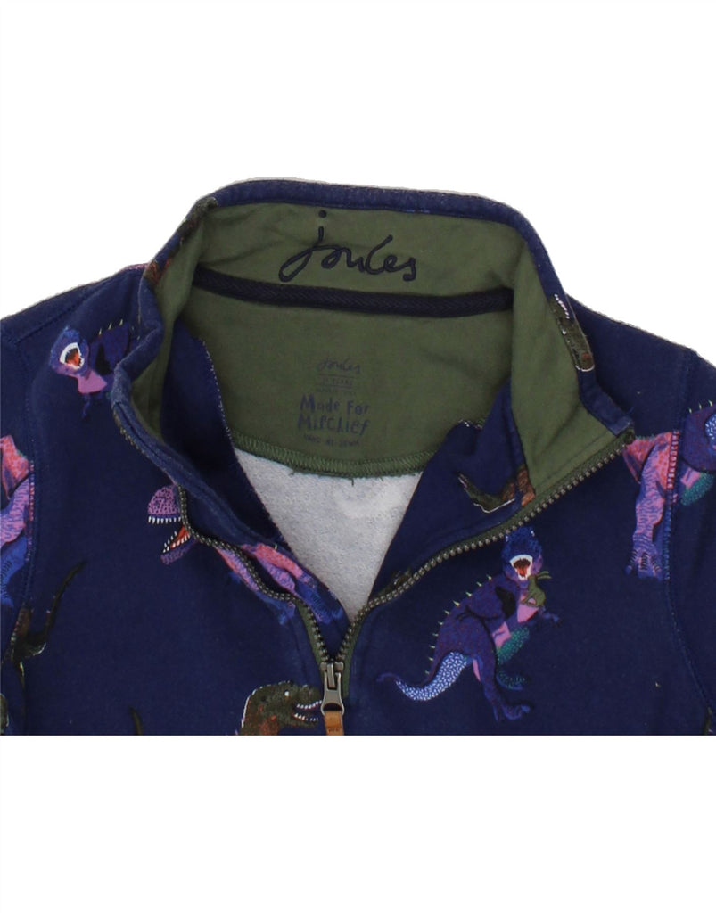 JOULES Boys Graphic Zip Neck Sweatshirt Jumper 10-11 Years Navy Blue Vintage Joules and Second-Hand Joules from Messina Hembry 