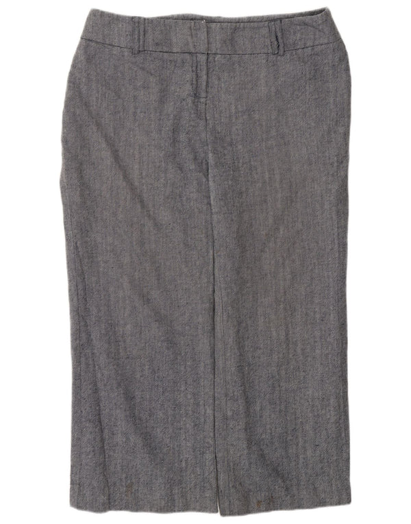 Marks & Spencer Womens High Waist Cropped Trousers UK 16 Large W34 L26 Navy