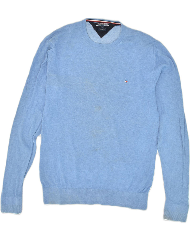TOMMY HILFIGER Mens Crew Neck Jumper Sweater Large Blue Cotton | Vintage Tommy Hilfiger | Thrift | Second-Hand Tommy Hilfiger | Used Clothing | Messina Hembry 