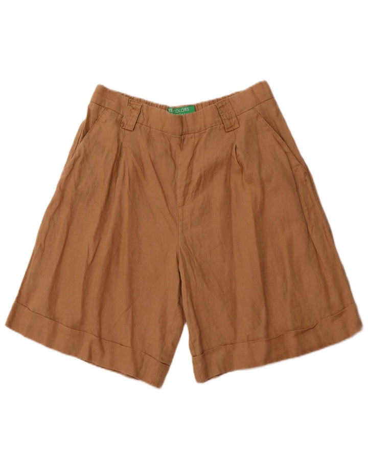 BENETTON Womens Chino Shorts W30 Medium Brown Linen