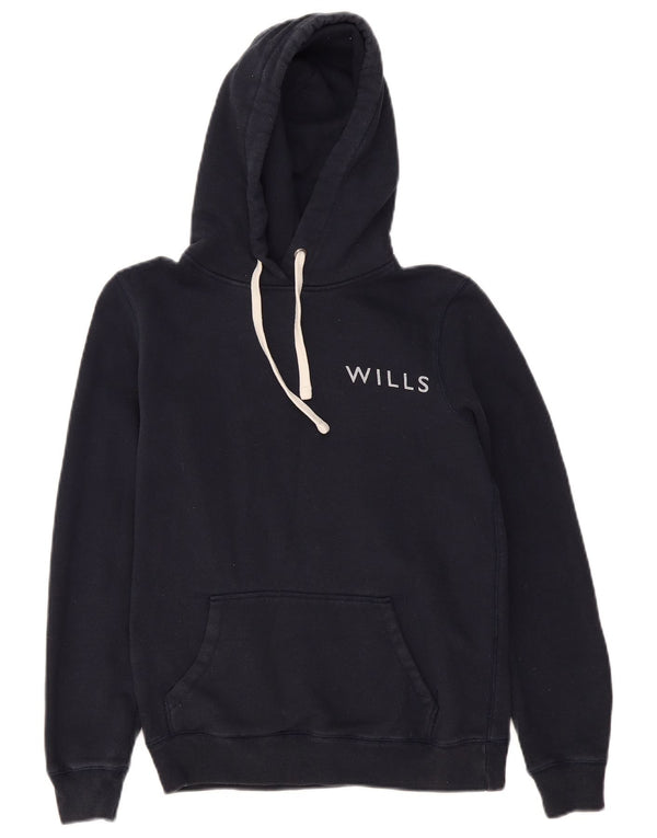 Jack Wills Womens Salcombe Graphic Hoodie Jumper UK 8 Small Navy Blue