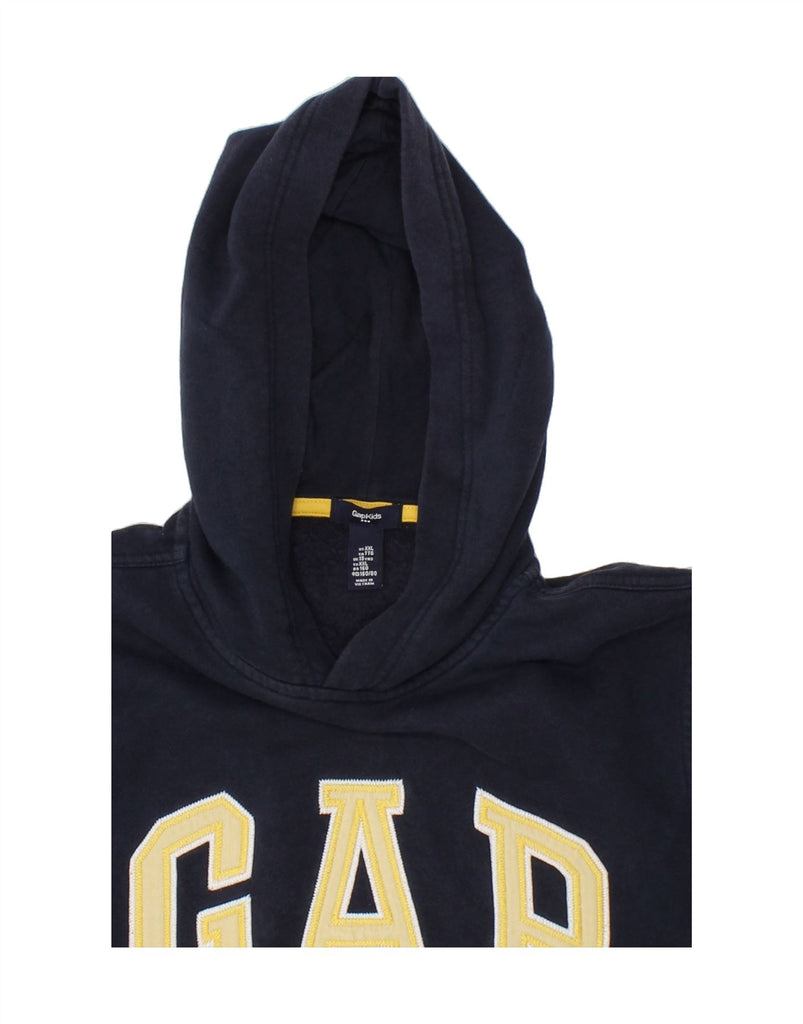 GAP Boys Graphic Hoodie Jumper 12-13 Years 2XL Navy Blue Vintage Gap and Second-Hand Gap from Messina Hembry 