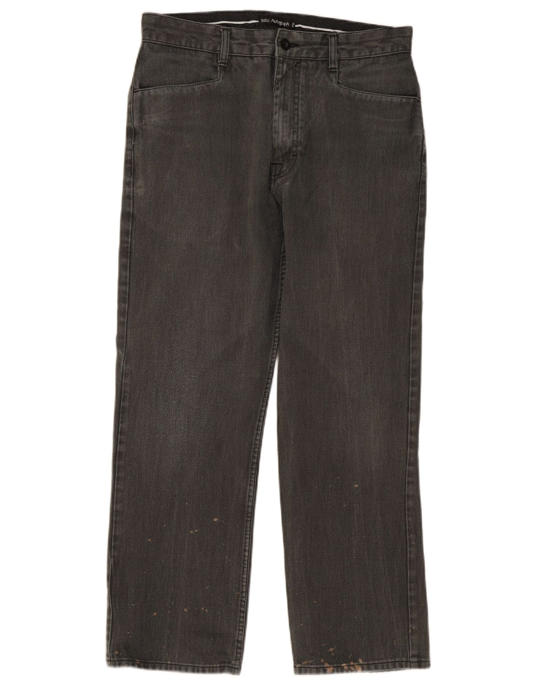 Marks & Spencer Mens Straight Casual Trousers W32 L29 Grey Cotton