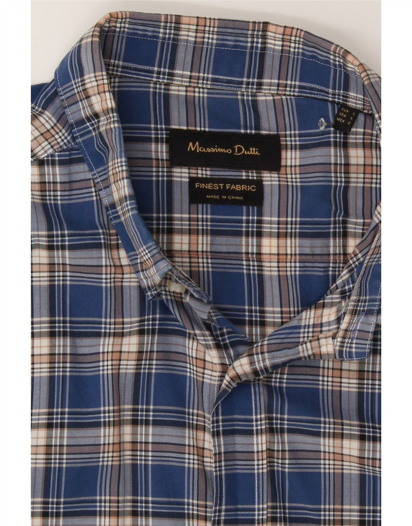 MASSIMO DUTTI Mens Flannel Shirt Large Blue Check Vintage Massimo Dutti and Second-Hand Massimo Dutti from Messina Hembry 