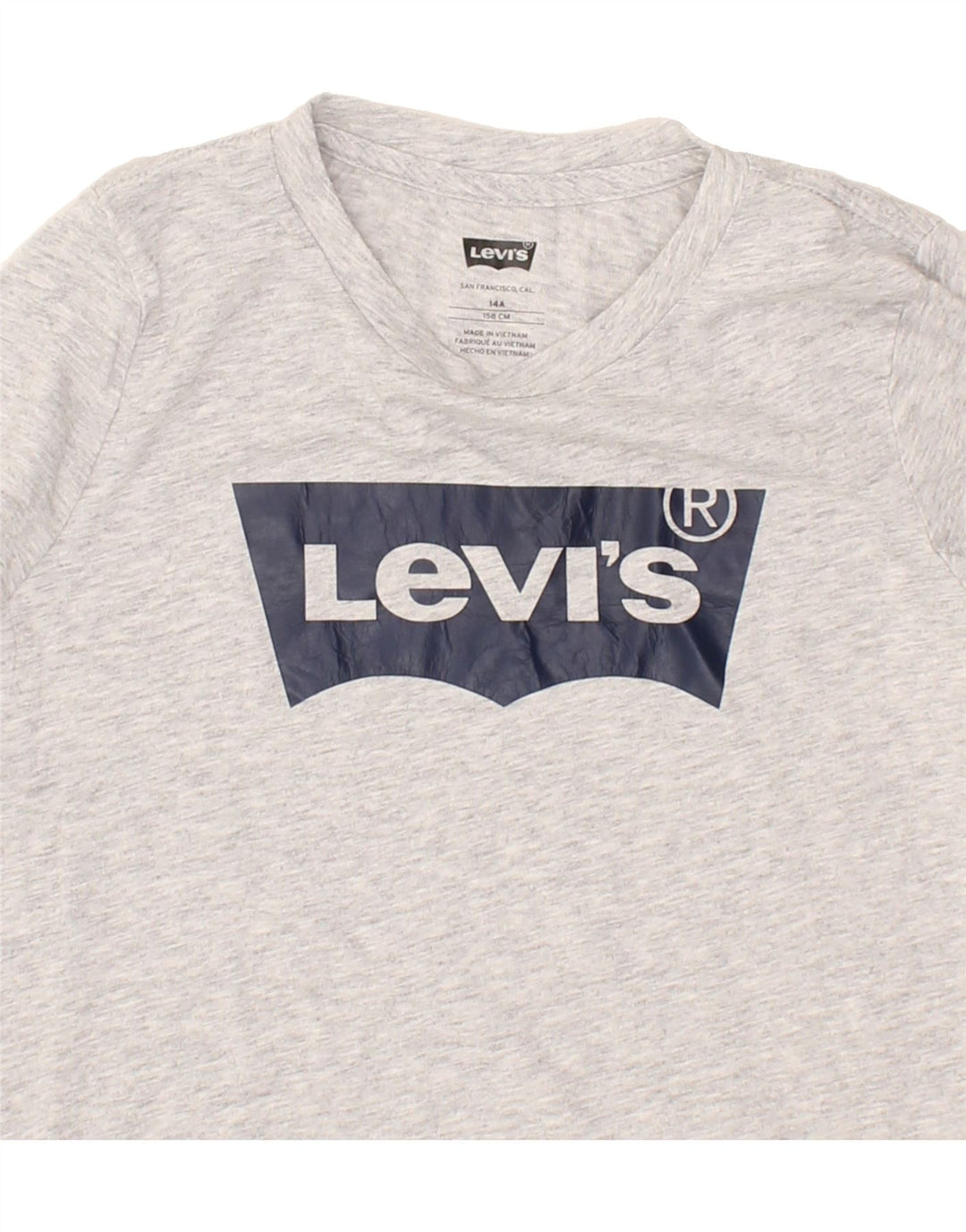 LEVI'S Girls Graphic Top Long Sleeve 13-14 Years Grey Cotton Vintage Levi's and Second-Hand Levi's from Messina Hembry 
