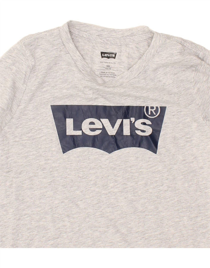 LEVI'S Girls Graphic Top Long Sleeve 13-14 Years Grey Cotton Vintage Levi's and Second-Hand Levi's from Messina Hembry 