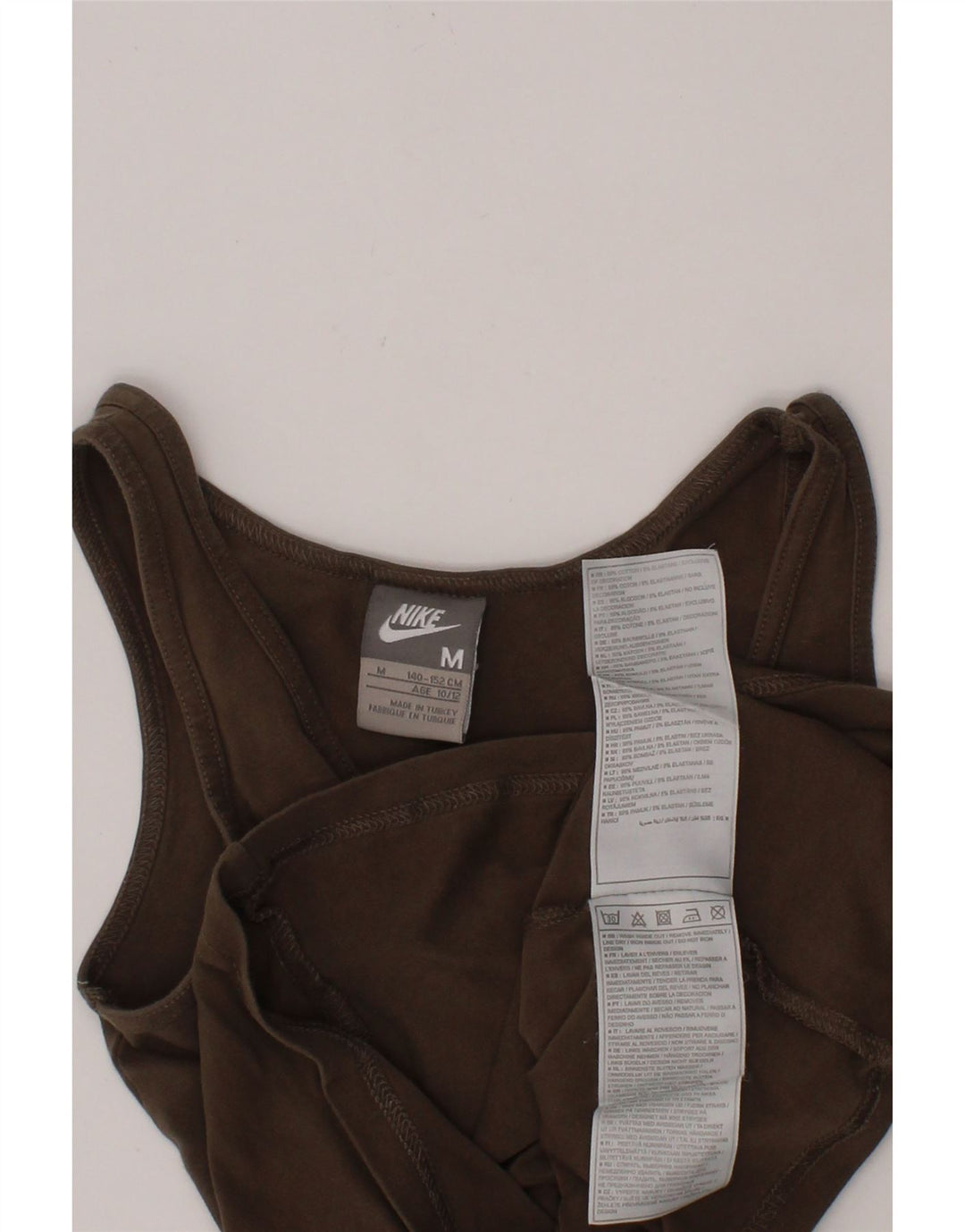 NIKE Girls Graphic Vest Top 10-11 Years Medium Brown Cotton Vintage Nike and Second-Hand Nike from Messina Hembry 