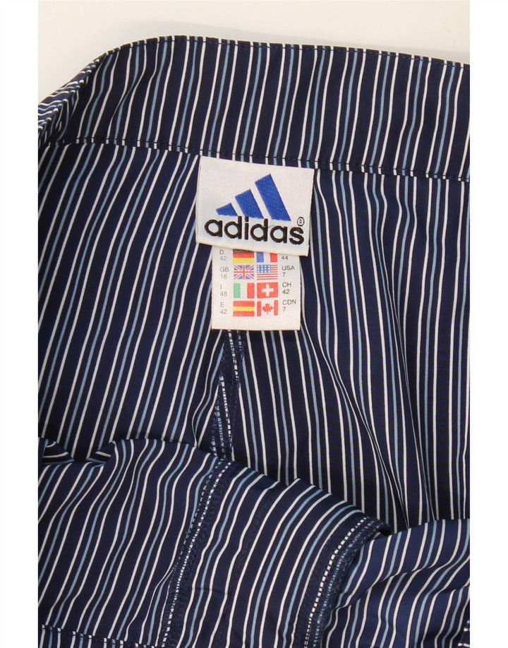 ADIDAS Womens Chino Shorts UK 16 Large W32 Navy Blue Striped Polyester