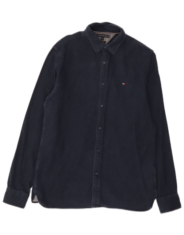 Tommy Hilfiger Mens Regular Fit Flannel Shirt Small Navy Blue Cotton