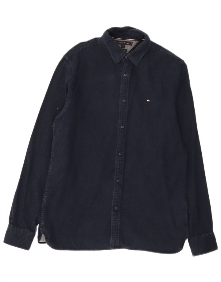 Tommy Hilfiger Mens Regular Fit Flannel Shirt Small Navy Blue Cotton