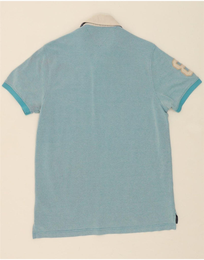 TOMMY HILFIGER Mens Slim Fit Polo Shirt Large Blue Cotton Vintage Tommy Hilfiger and Second-Hand Tommy Hilfiger from Messina Hembry 