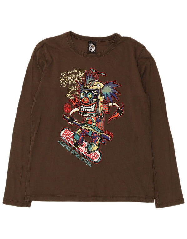 Scorpion Bay Boys Graphic Top Long Sleeve 13-14 Years 2XL Brown Cotton