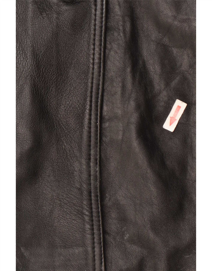 Vintage Womens Leather Coat UK 10 Small Black
