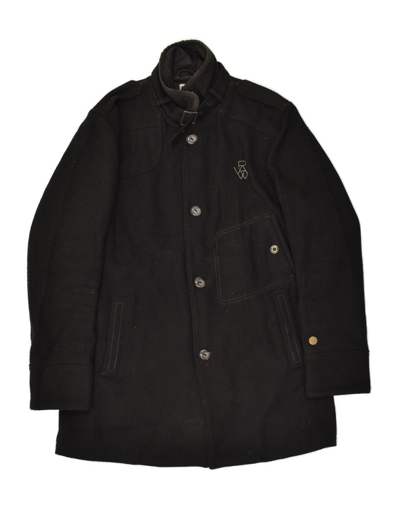 G STAR Mens Overcoat UK 42 XL Black Wool | Vintage G Star | Thrift | Second-Hand G Star | Used Clothing | Messina Hembry 