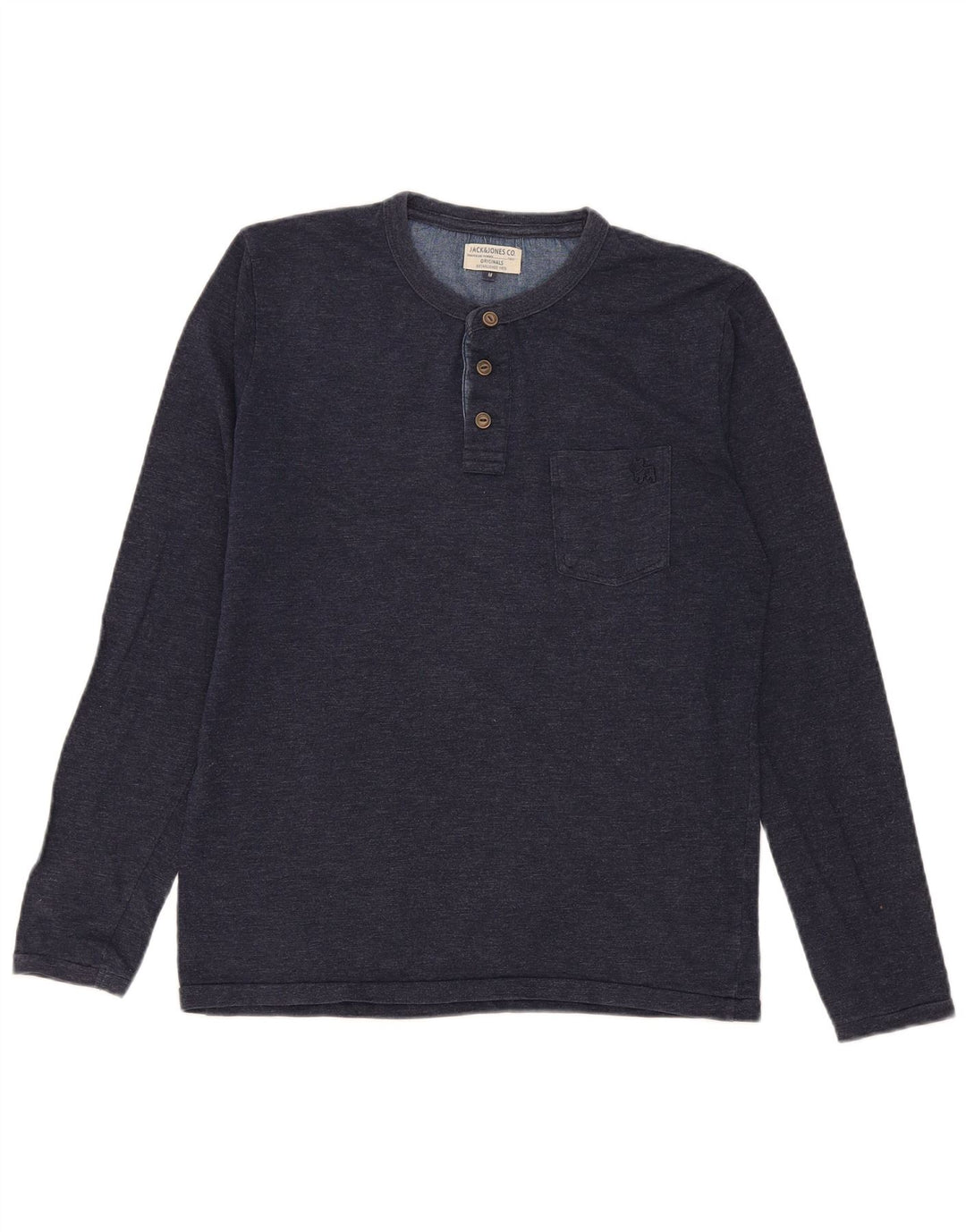 Jack & Jones Mens Top Long Sleeve Medium Navy Blue Flecked