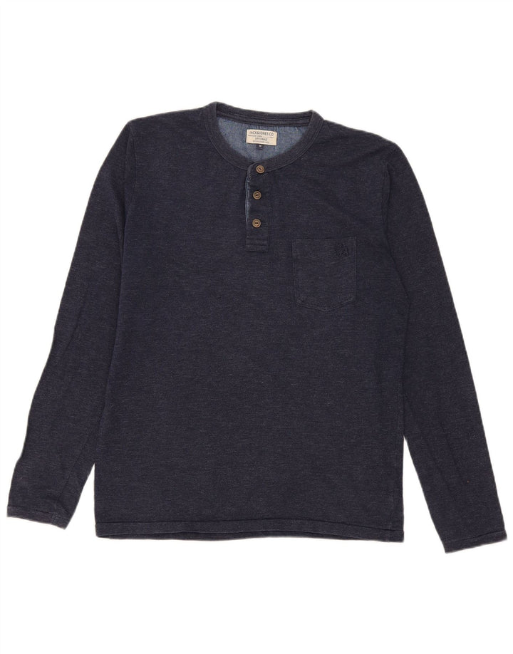Jack & Jones Mens Top Long Sleeve Medium Navy Blue Flecked