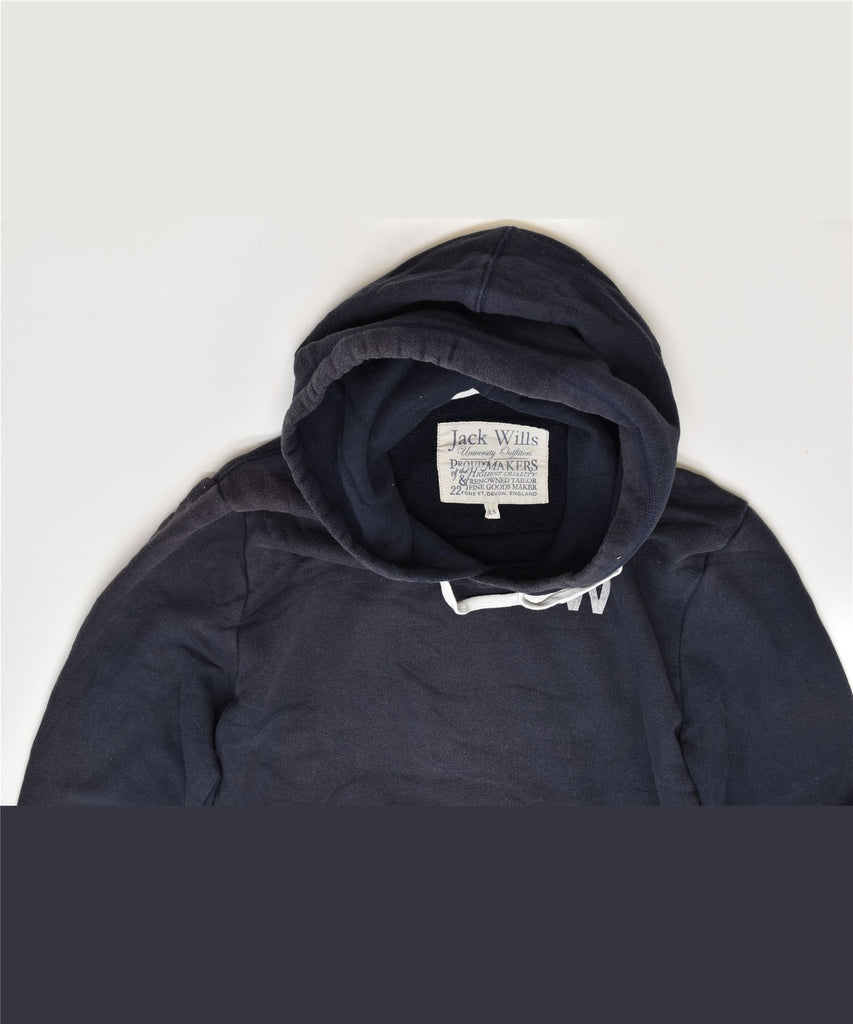 JACK WILLS Mens Graphic Hoodie Jumper XS Navy Blue Cotton | Vintage | Thrift | Second-Hand | Used Clothing | Messina Hembry 